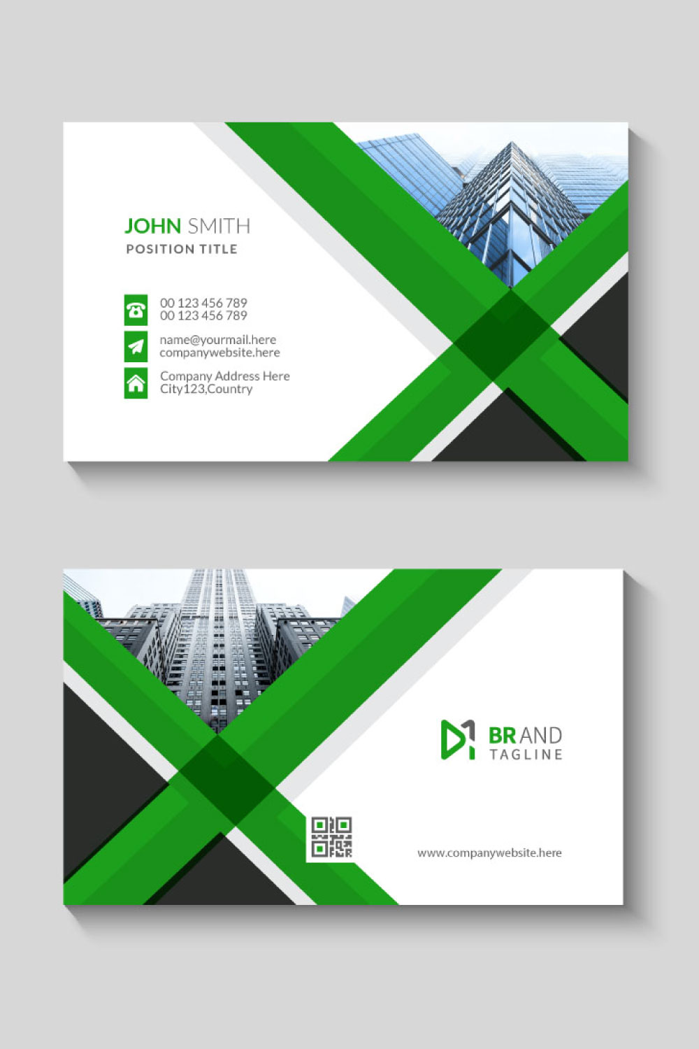 Clean style modern business card template pinterest preview image.