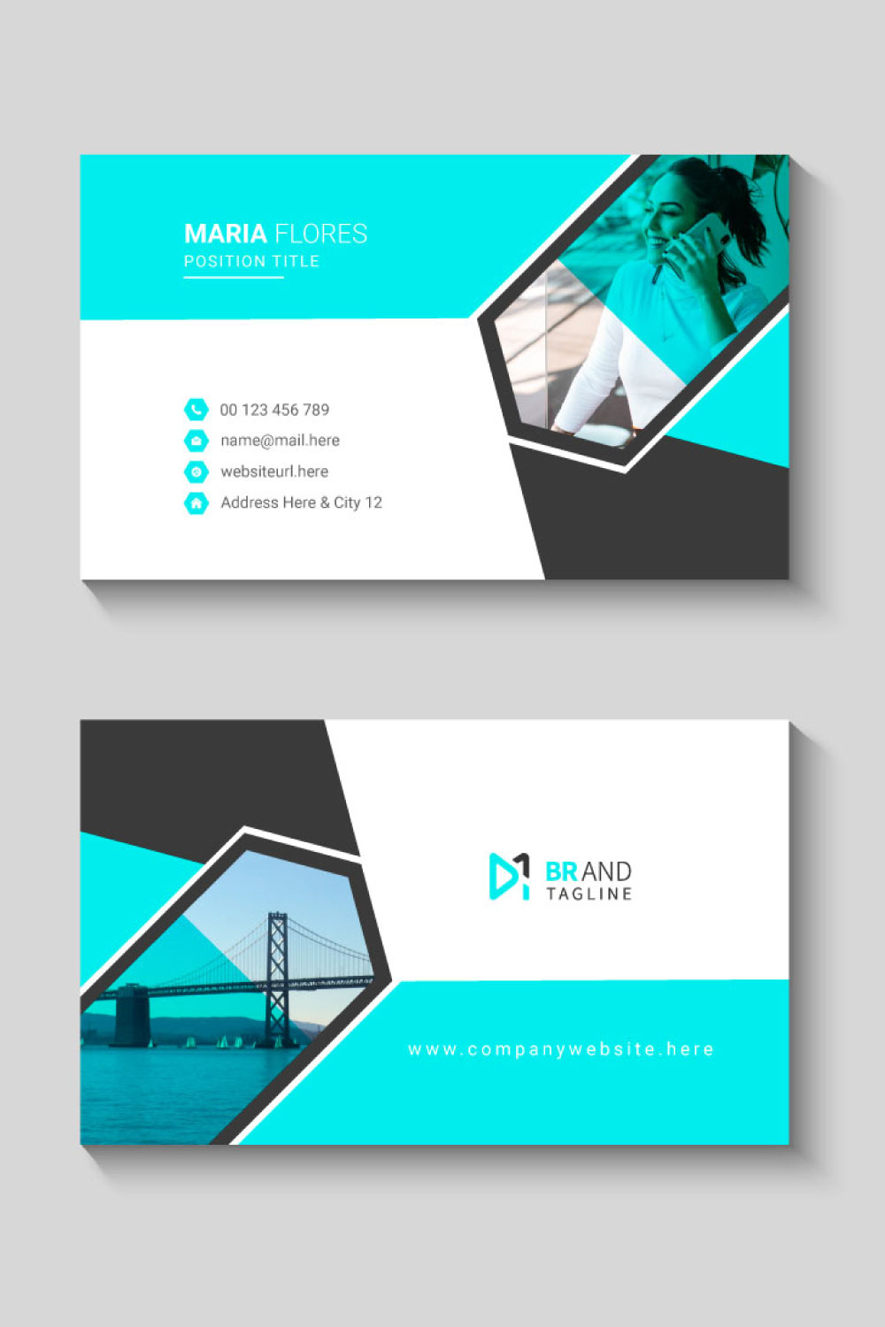 Professional business card template pinterest preview image.