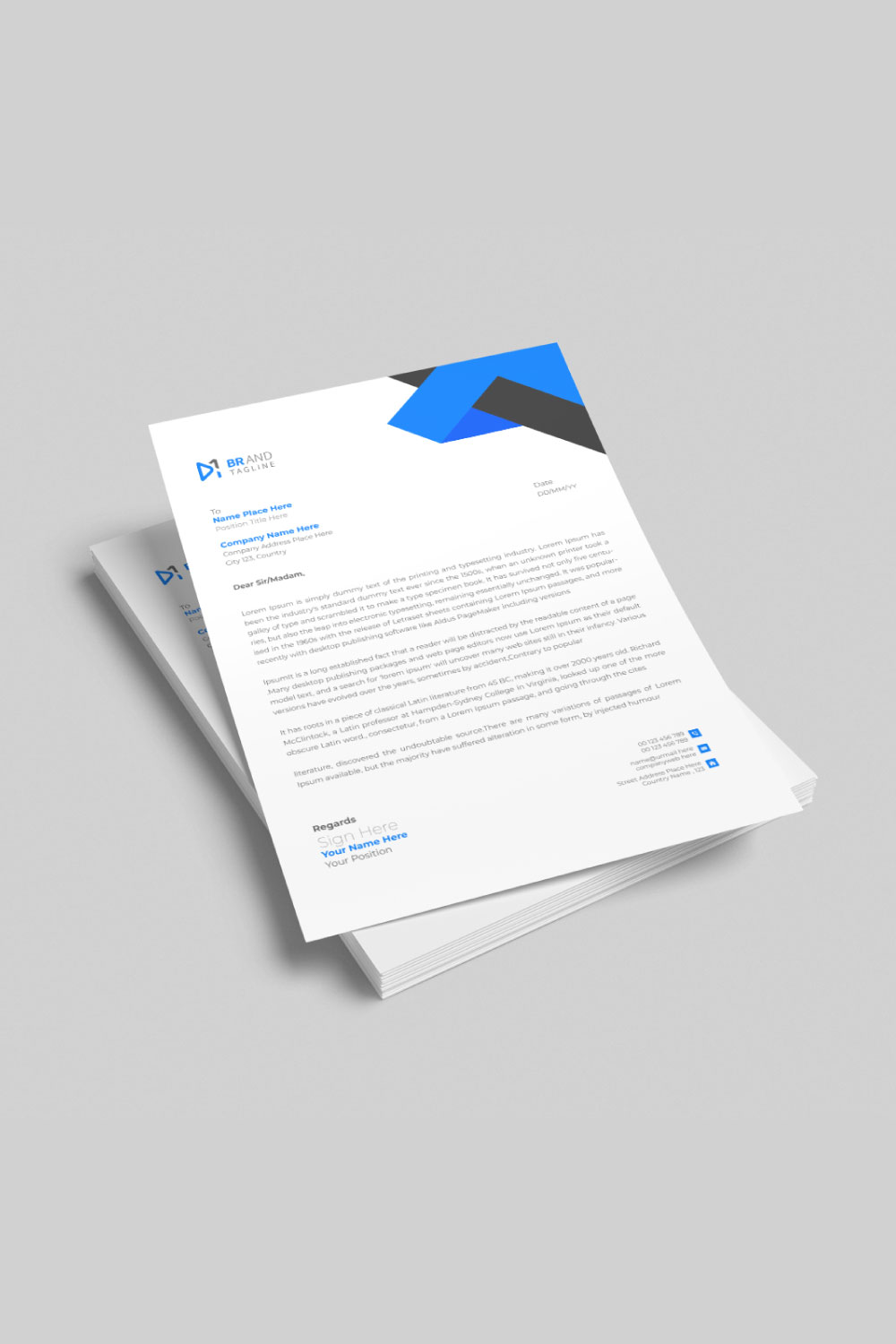 Modern company letterhead design template pinterest preview image.