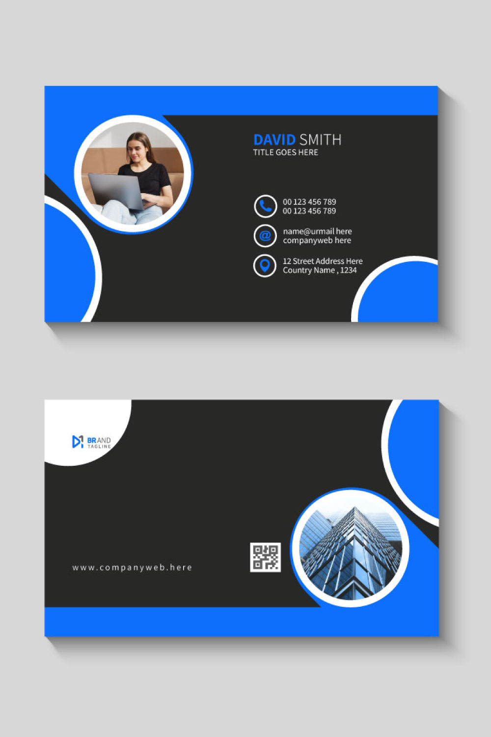 Template for business card design pinterest preview image.