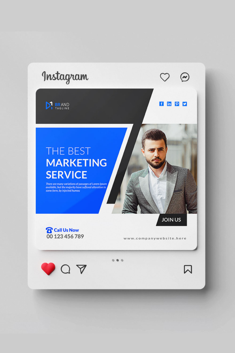 Business social media Instagram post design template pinterest preview image.