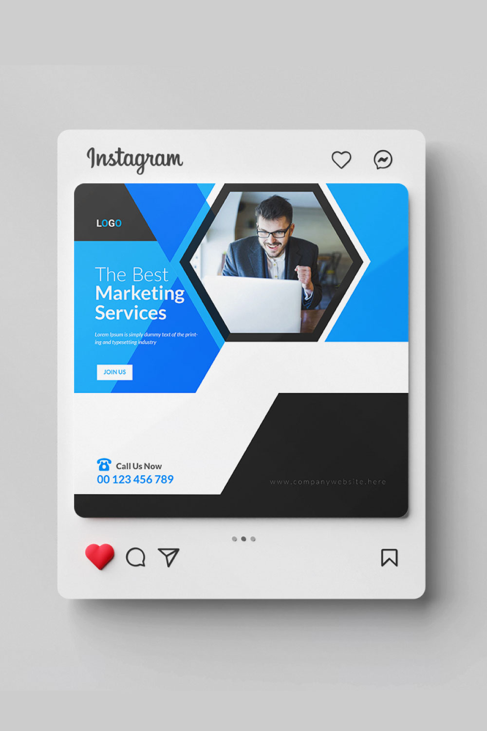 Business social media Instagram post design template pinterest preview image.