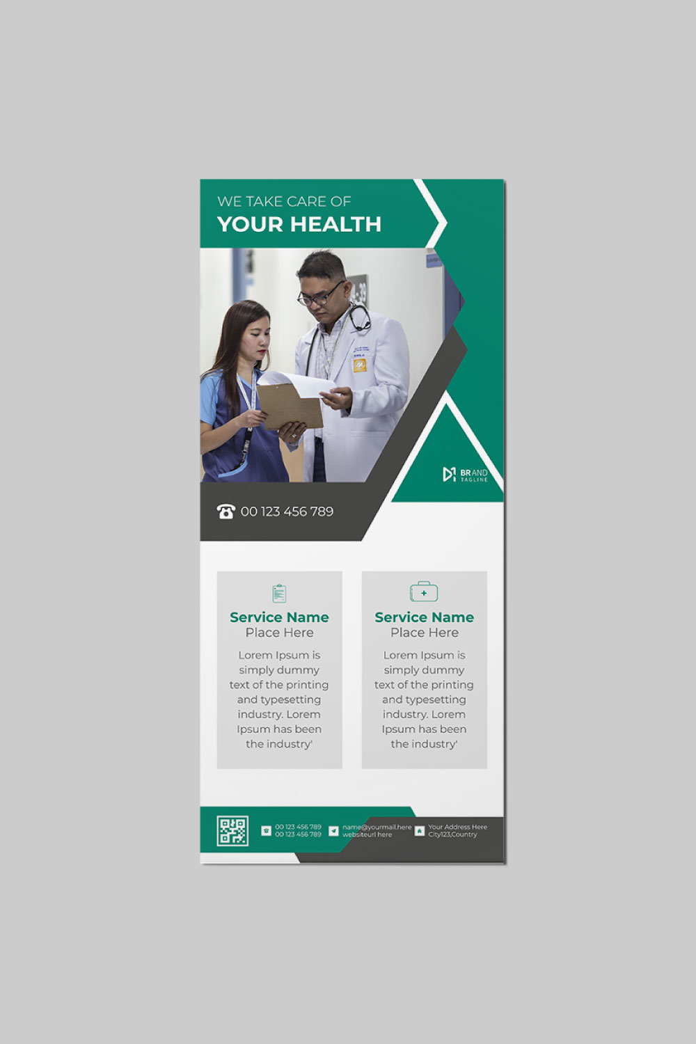 Medical rack card dl flyer design template pinterest preview image.