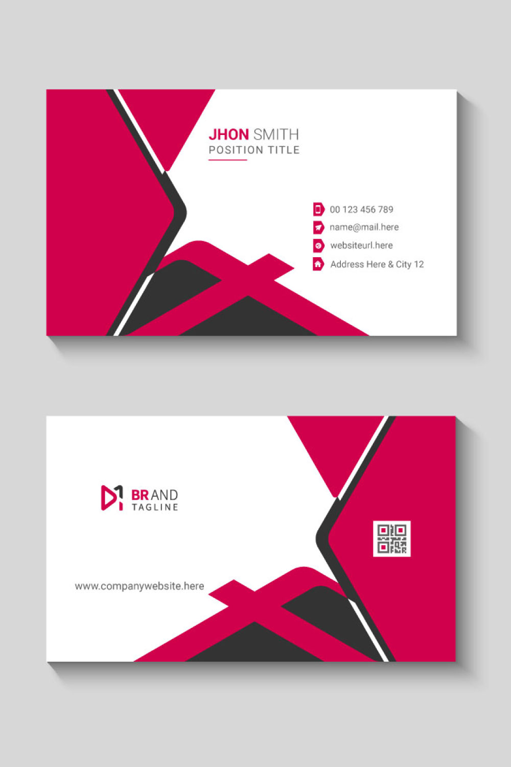 Clean and modern professional business card template pinterest preview image.