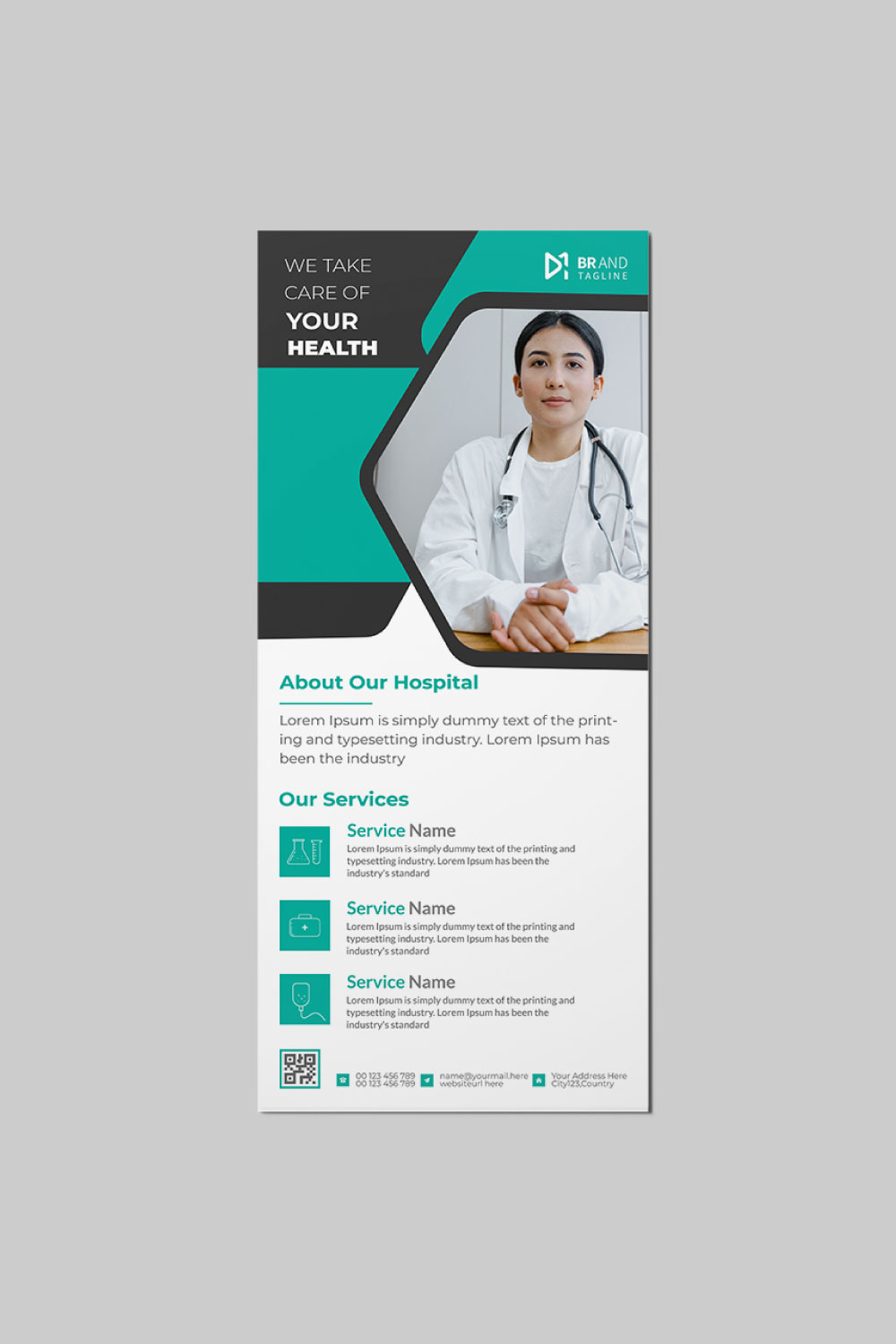 Medical rack card dl flyer design template pinterest preview image.