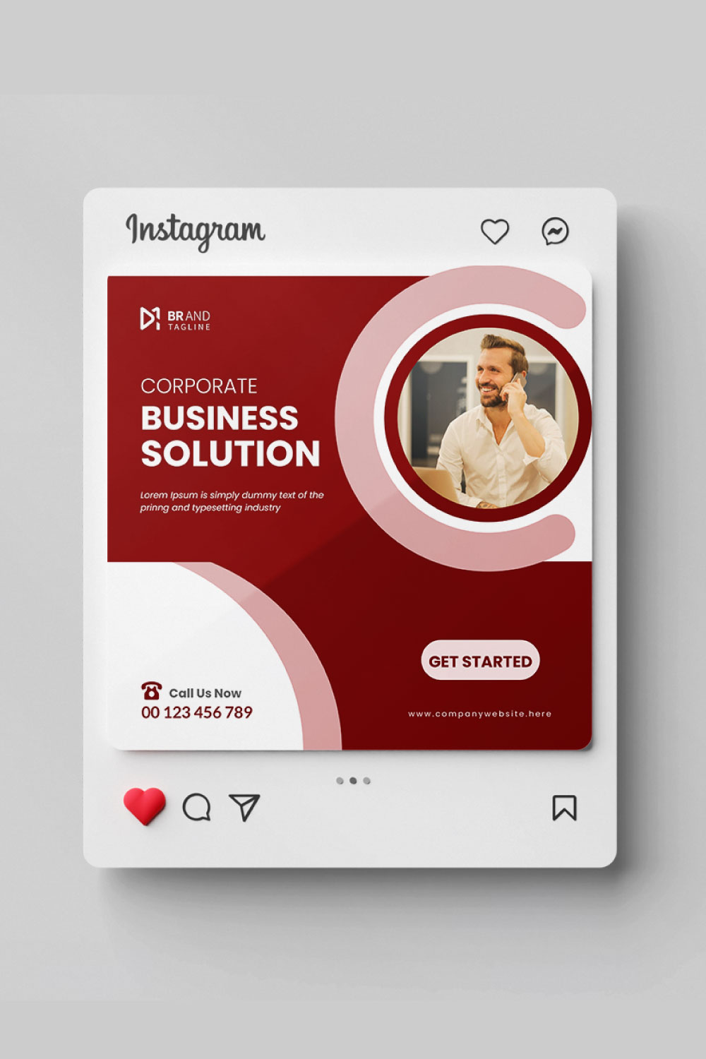 Digital marketing agency and corporate social media post template pinterest preview image.