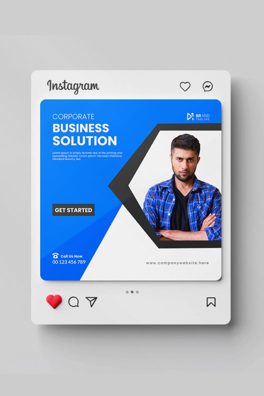 Corporate modern business social media Instagram post design template pinterest preview image.