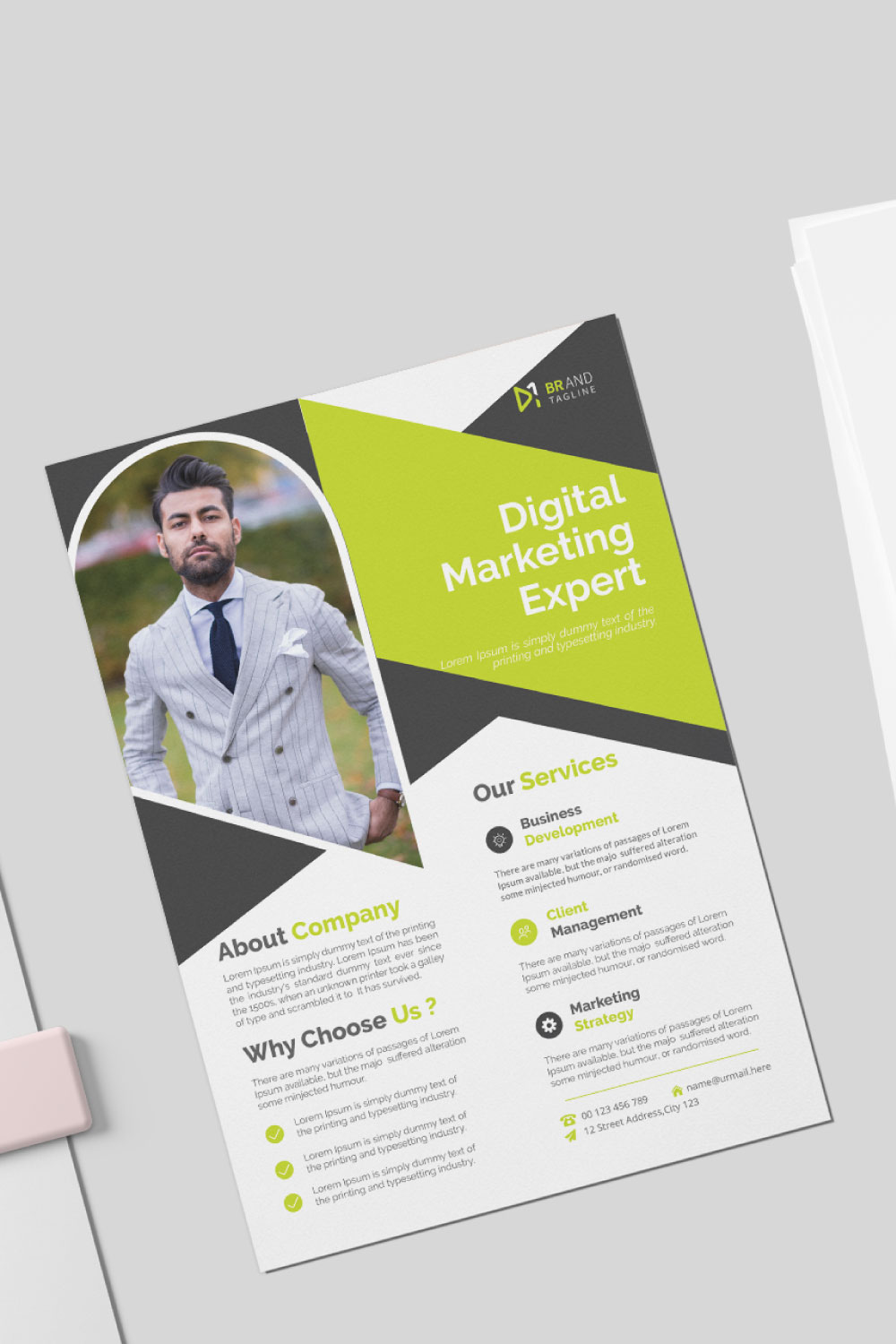 Modern business flyer design template pinterest preview image.