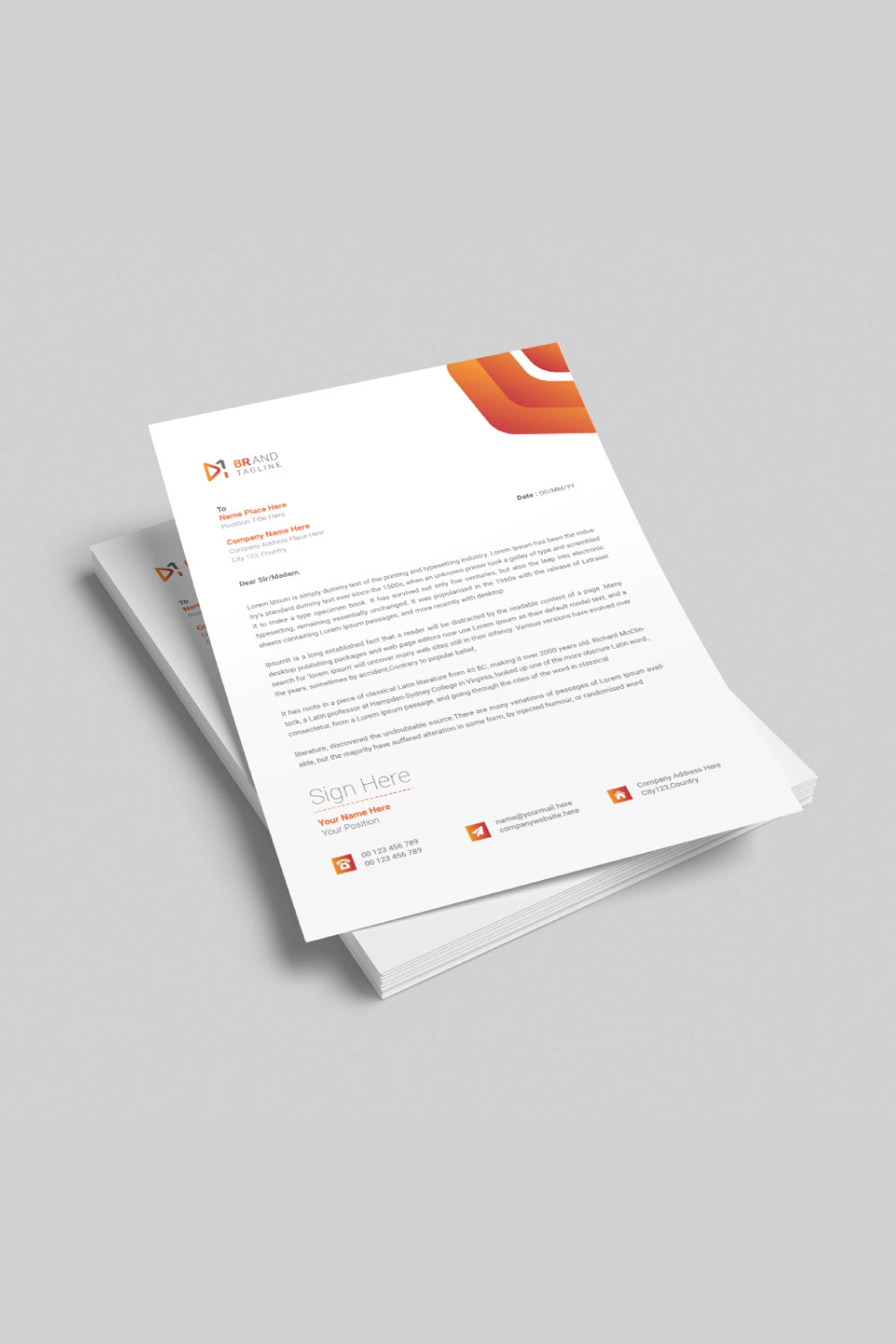 Modern clean corporate business letterhead design template pinterest preview image.