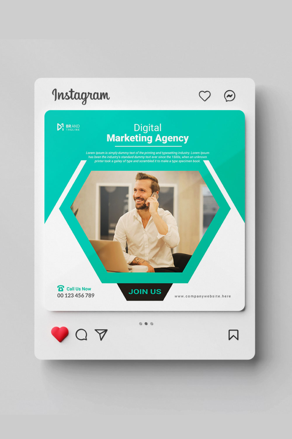 Corporate business social media Instagram post design template pinterest preview image.