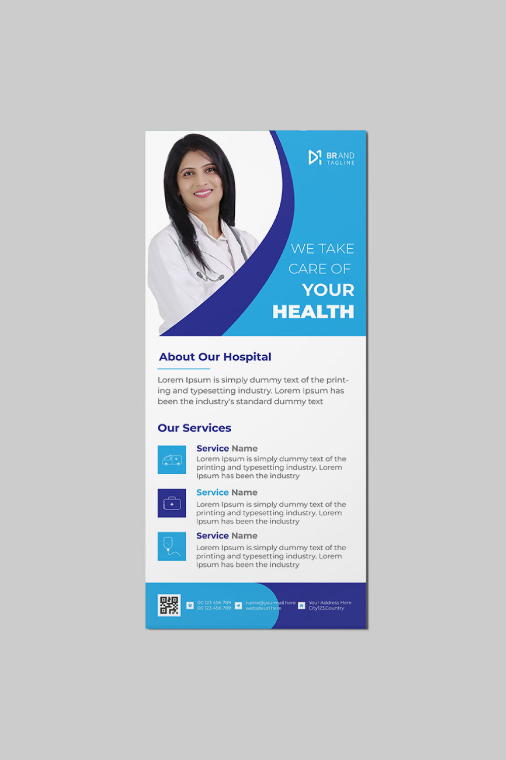 Medical healthcare rack card or dl flyer template pinterest preview image.