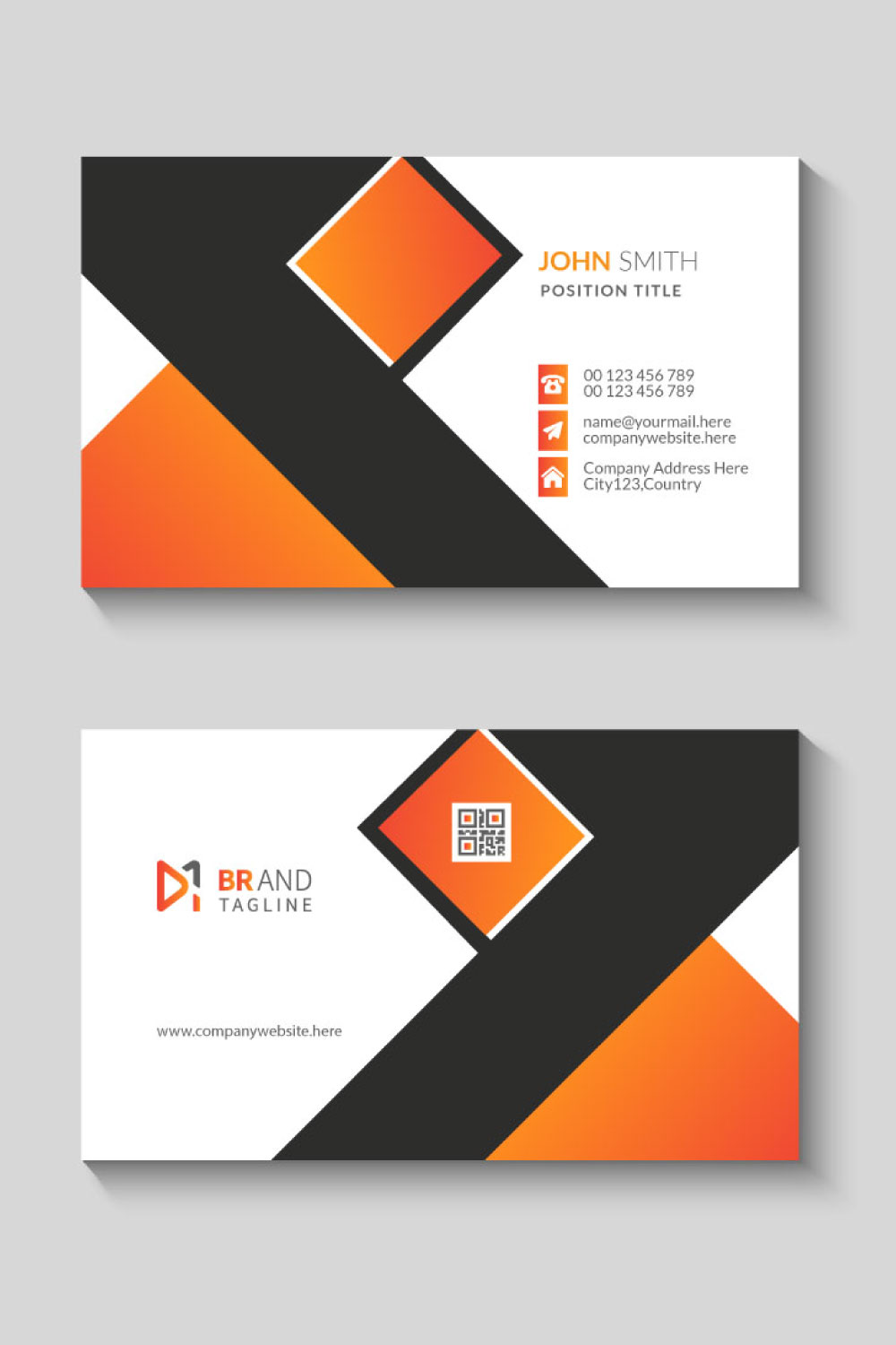 Orange color professional business card template design pinterest preview image.