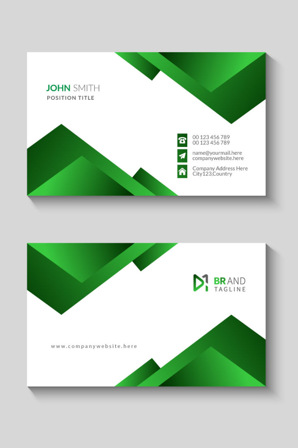 Green wavy business card design template pinterest preview image.