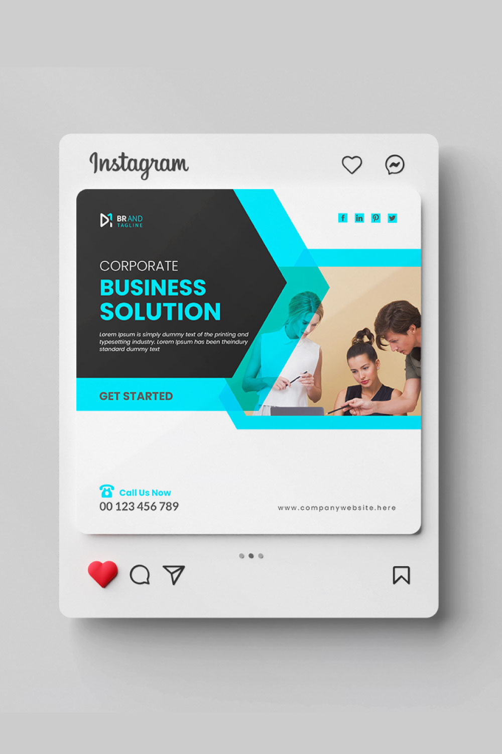 Corporate modern business social media Instagram post design template pinterest preview image.