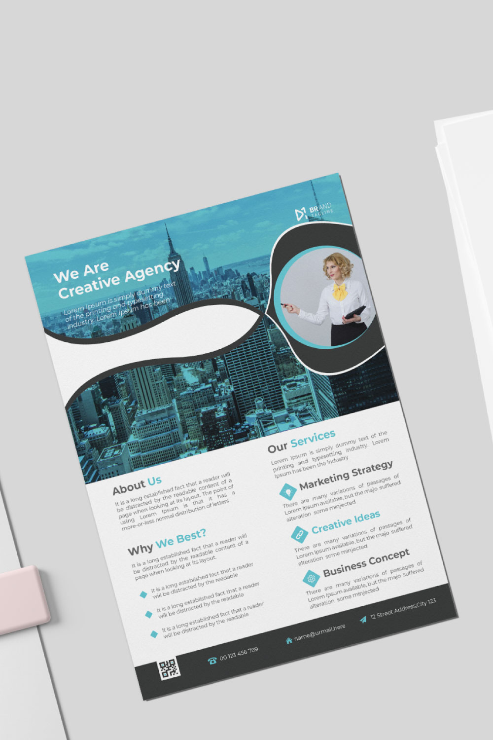 Business flyer design template pinterest preview image.