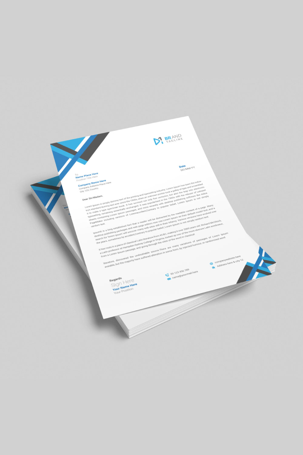 Clean modern business letterhead pad template pinterest preview image.