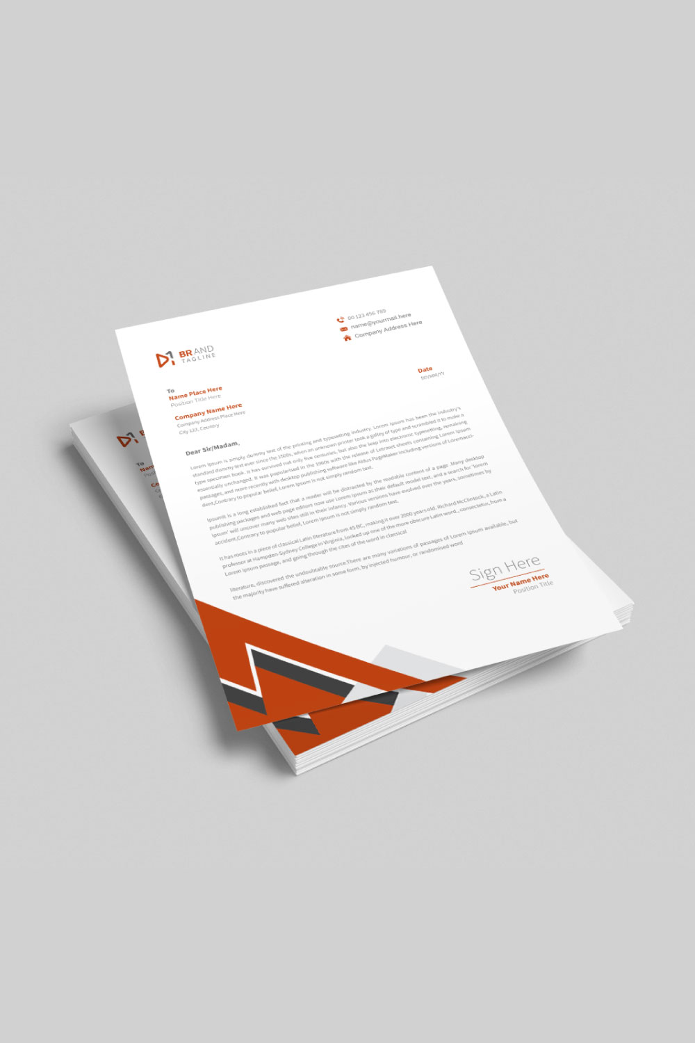 Modern clean corporate business letterhead design template pinterest preview image.