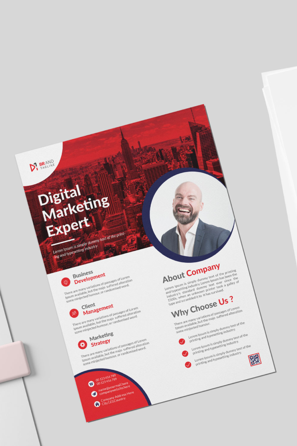 Modern corporate business flyer template pinterest preview image.