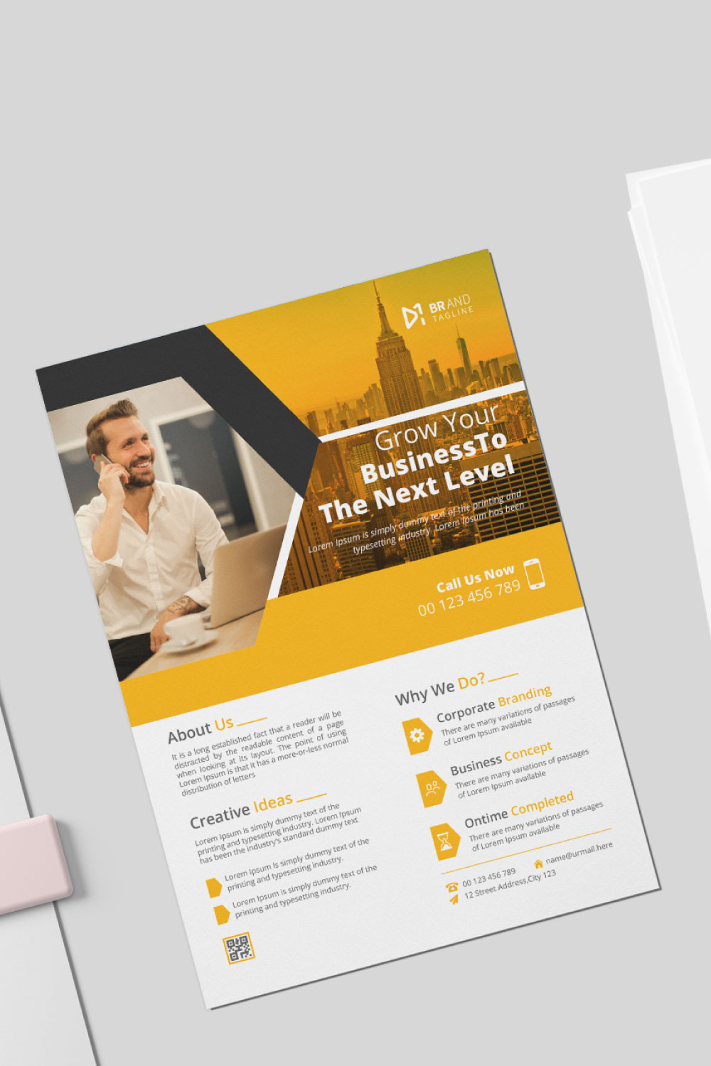 Corporate minimal business flyer design template pinterest preview image.