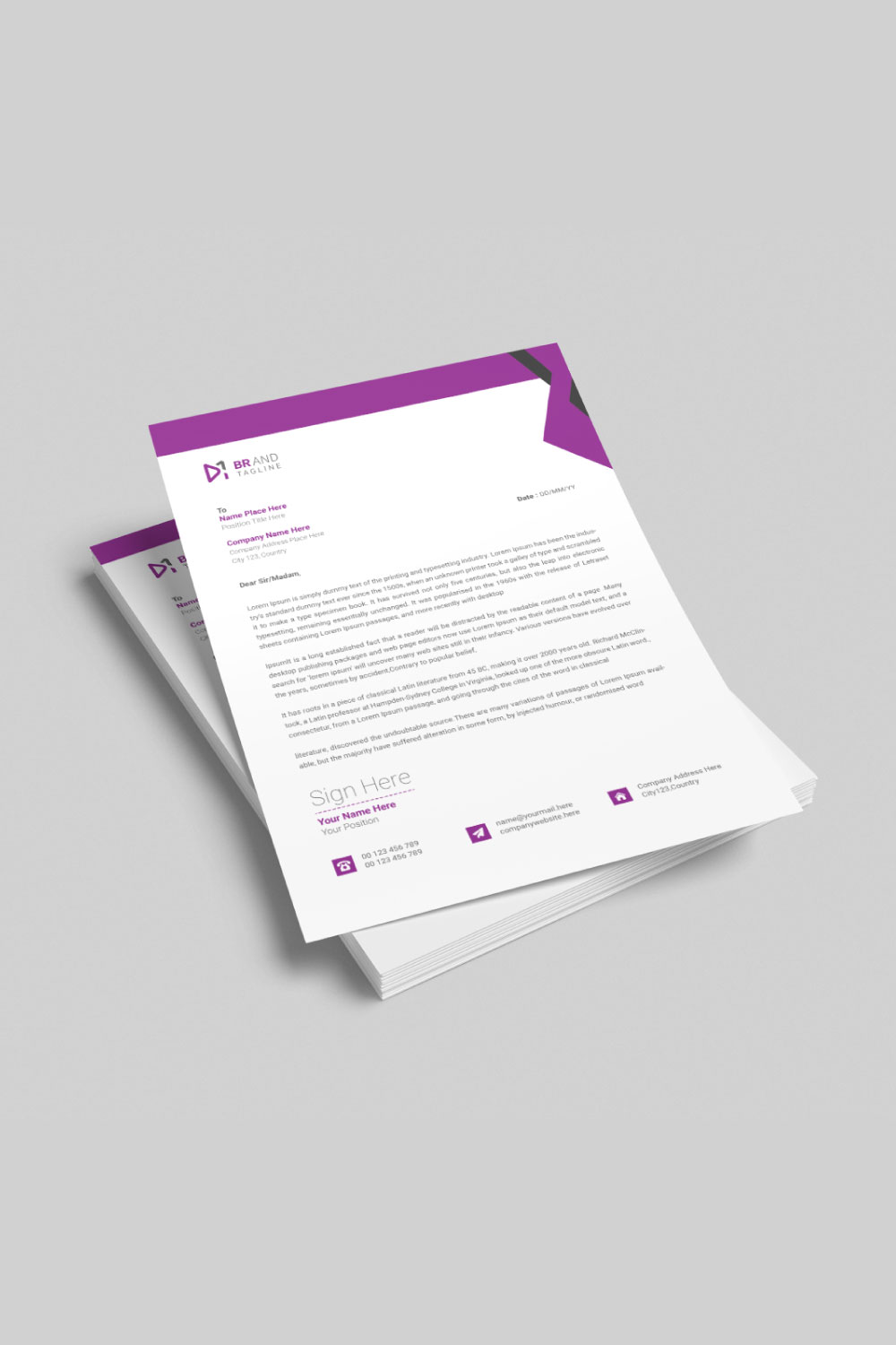 Corporate business style letterhead design template pinterest preview image.