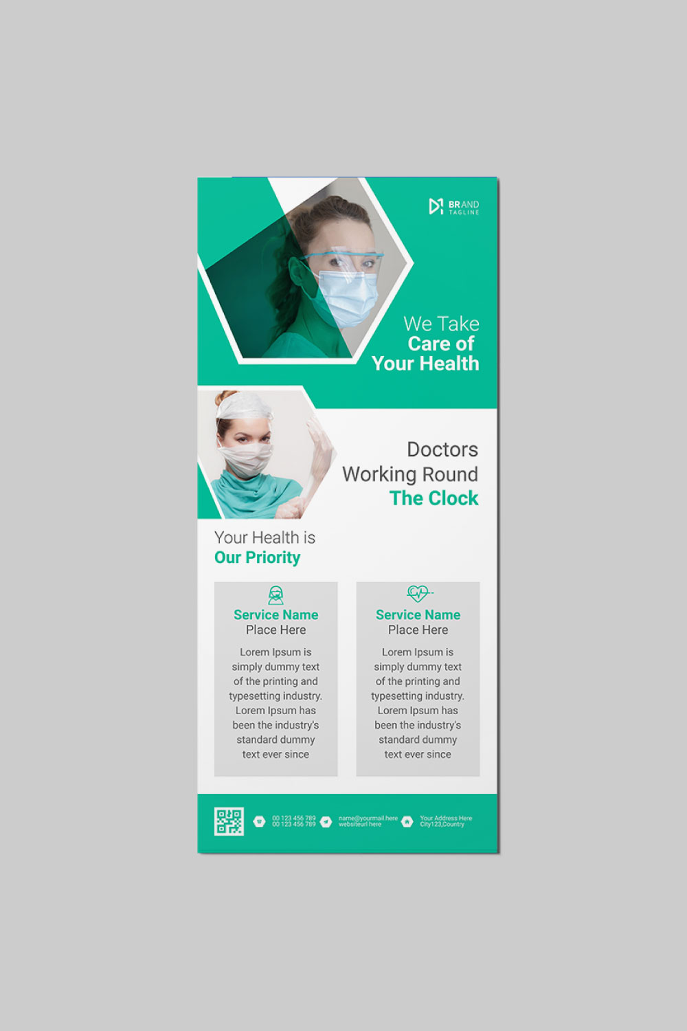 Healthcare medical rack card template pinterest preview image.