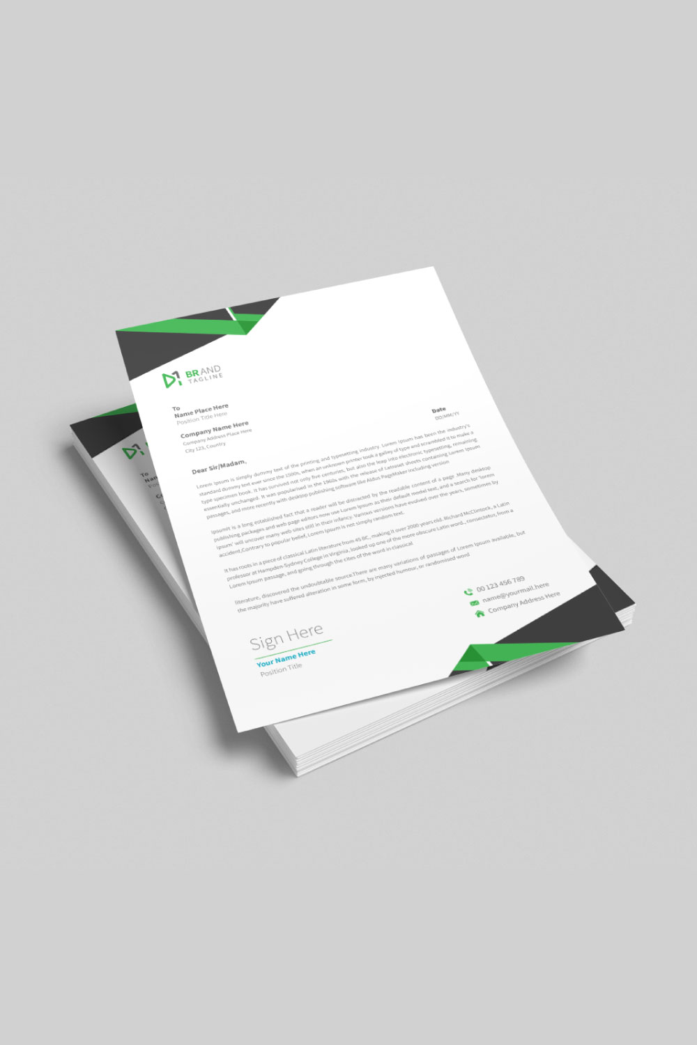 Modern corporate business letterhead design template pinterest preview image.