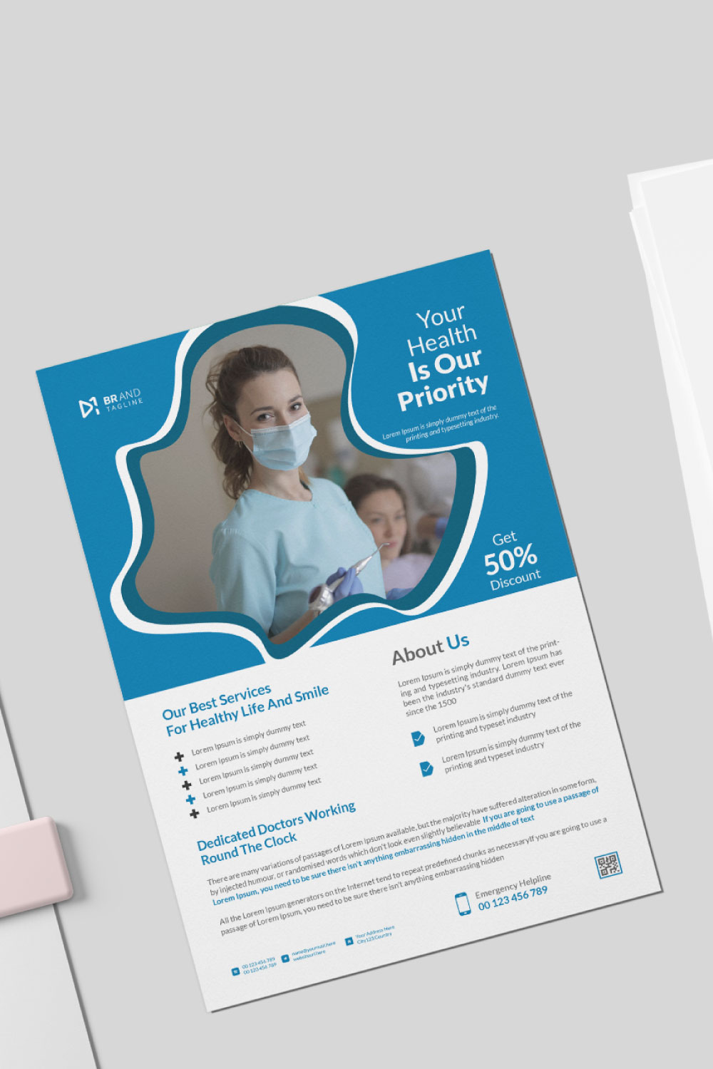 Medical doctor healthcare flyer and poster template pinterest preview image.