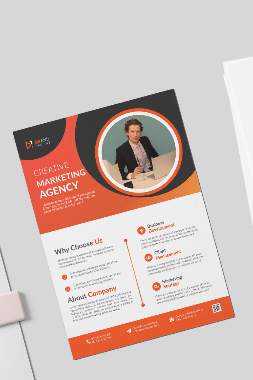 Creative and modern flyer design template pinterest preview image.