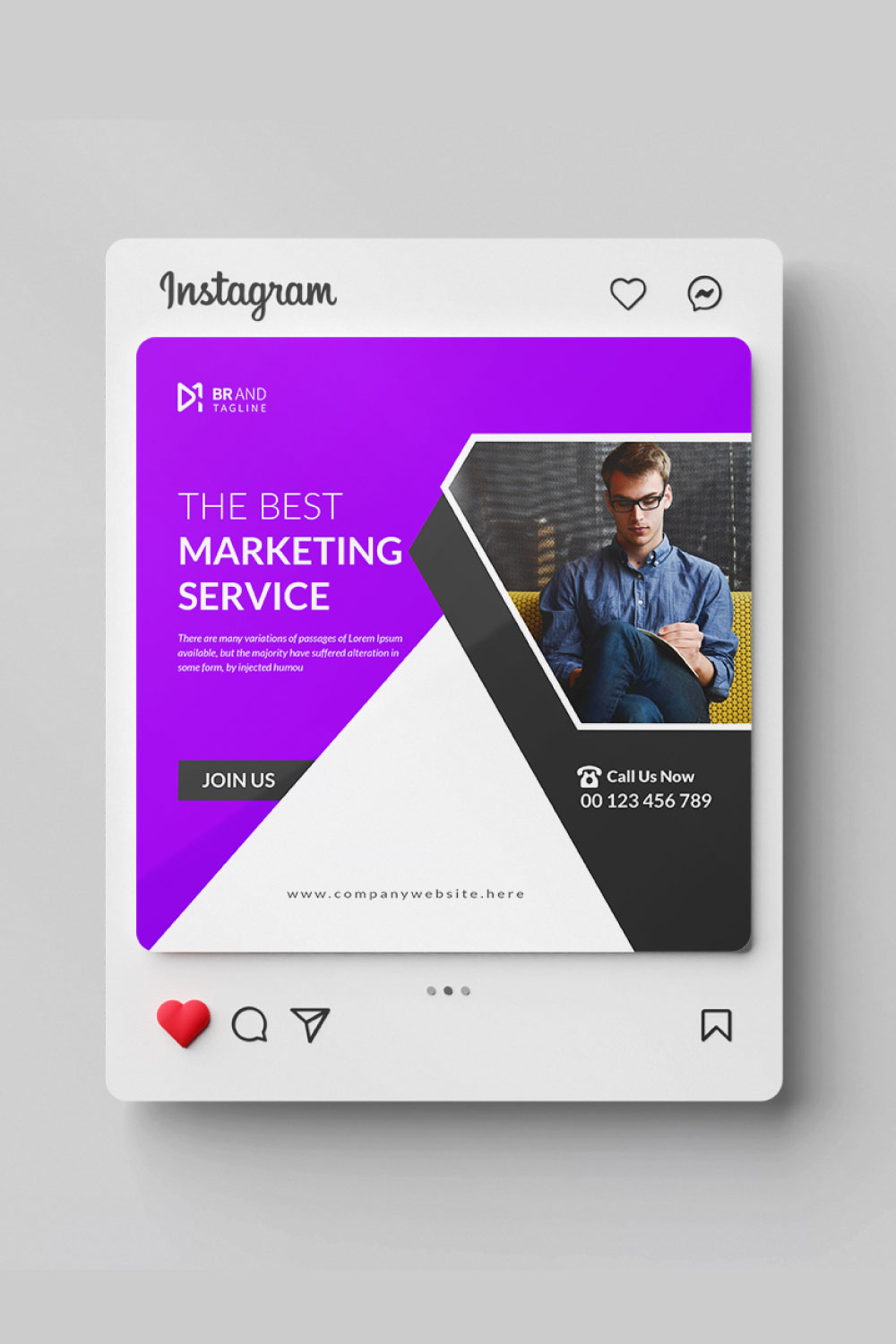 Corporate social media Instagram post design template pinterest preview image.