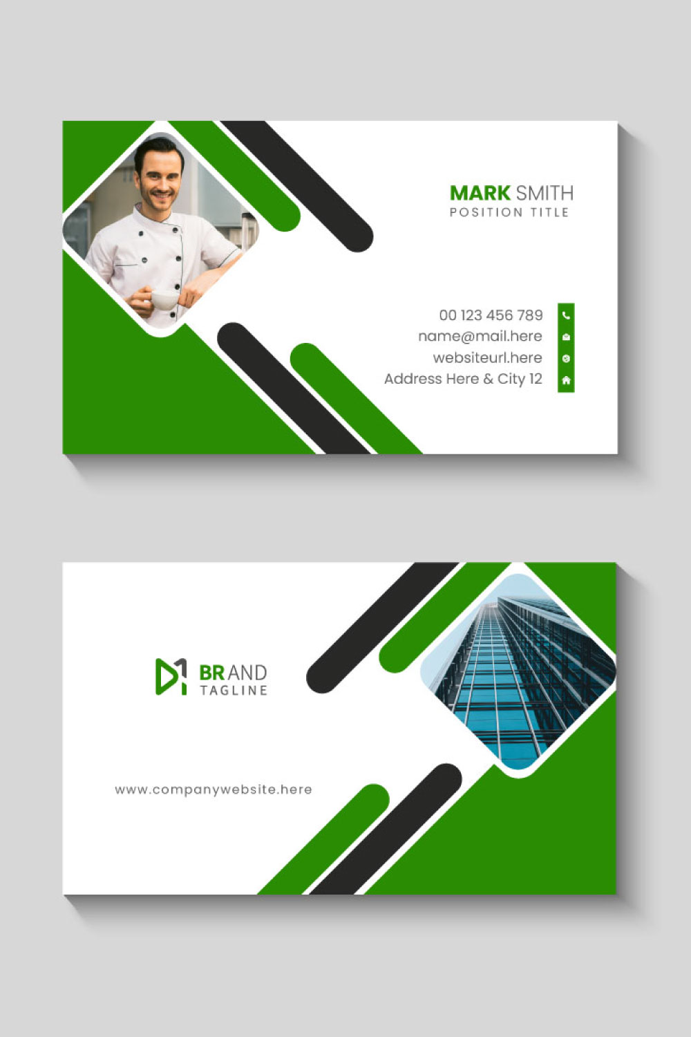 Modern business card design template pinterest preview image.