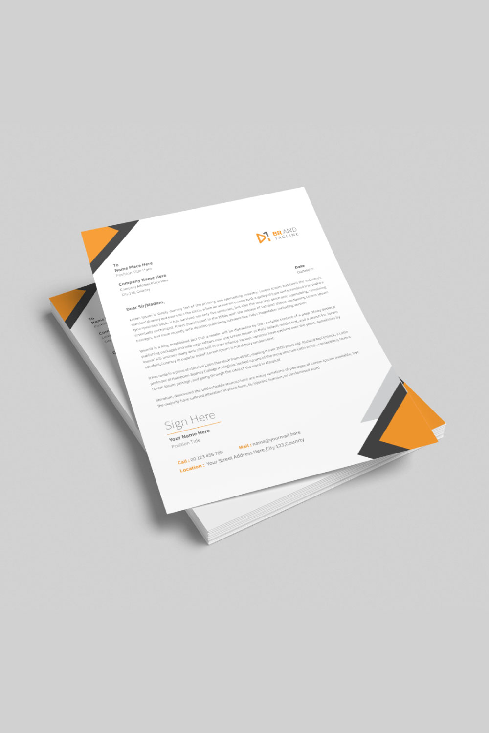 Modern business company letterhead template pinterest preview image.