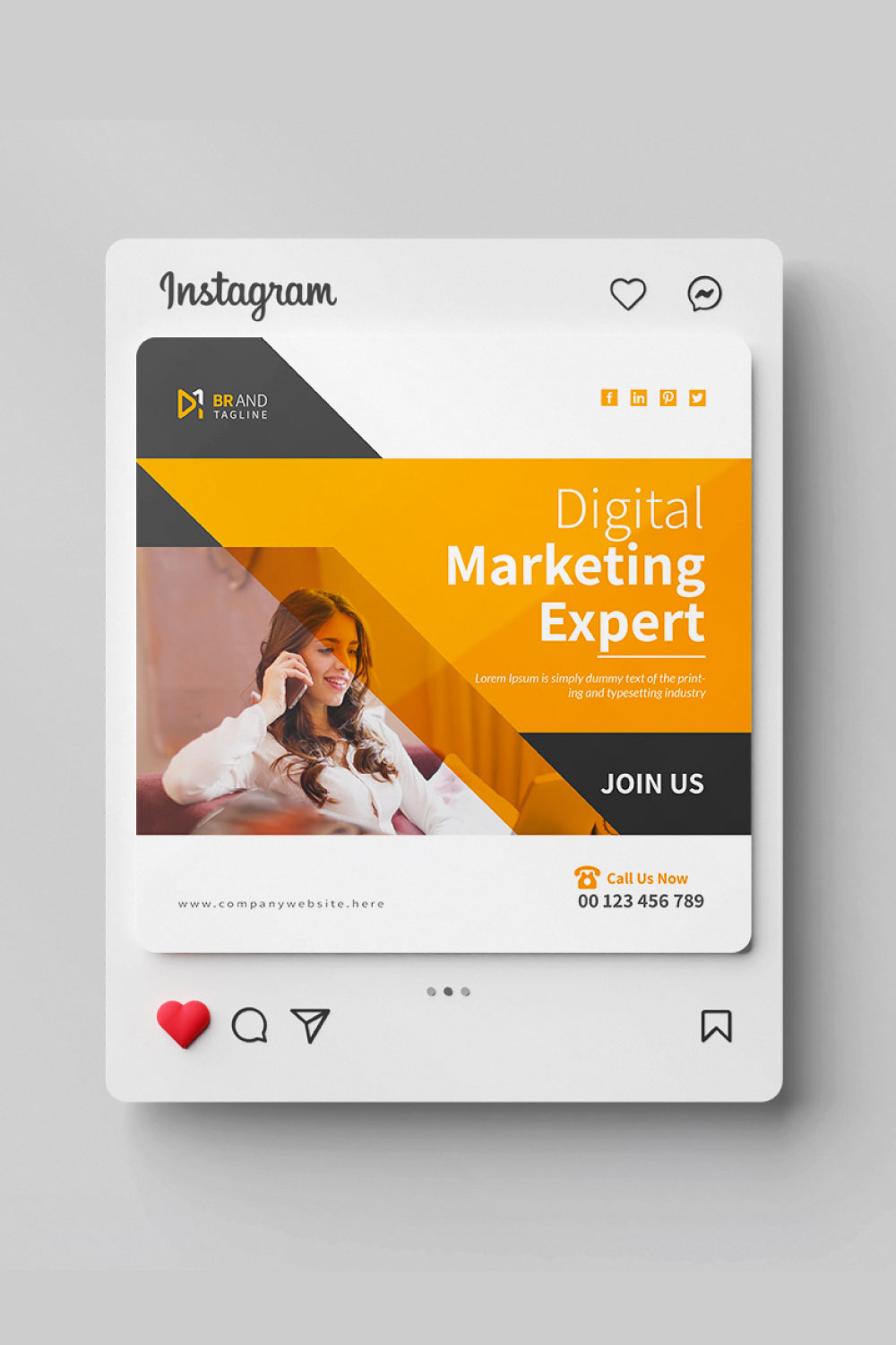 Business social media Instagram post design template pinterest preview image.