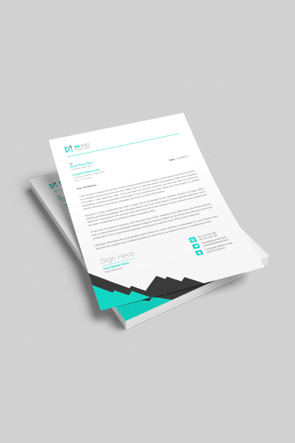 Professional business letterhead template pinterest preview image.