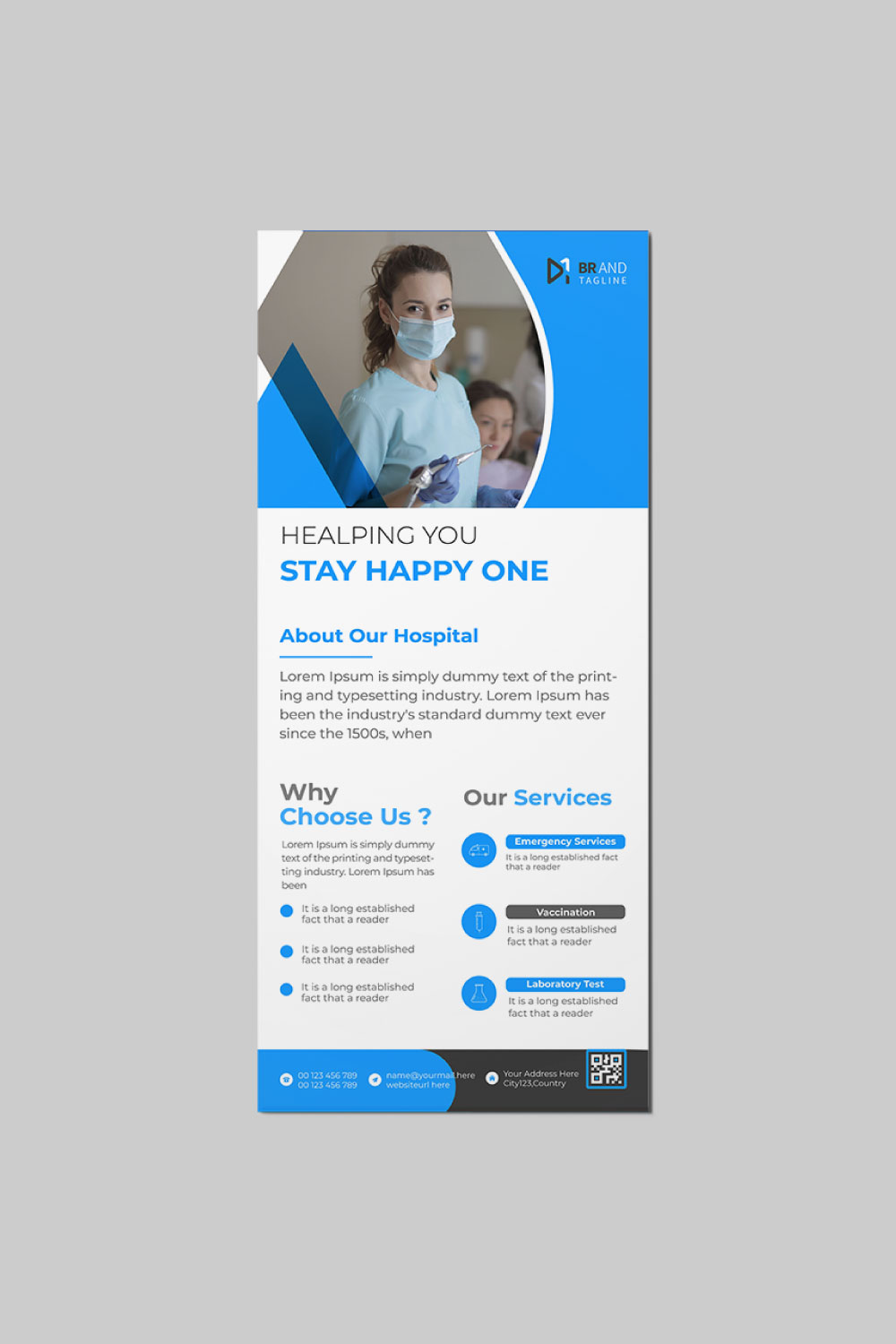 Creative corporate healthcare medical rack card dl flyer design template pinterest preview image.