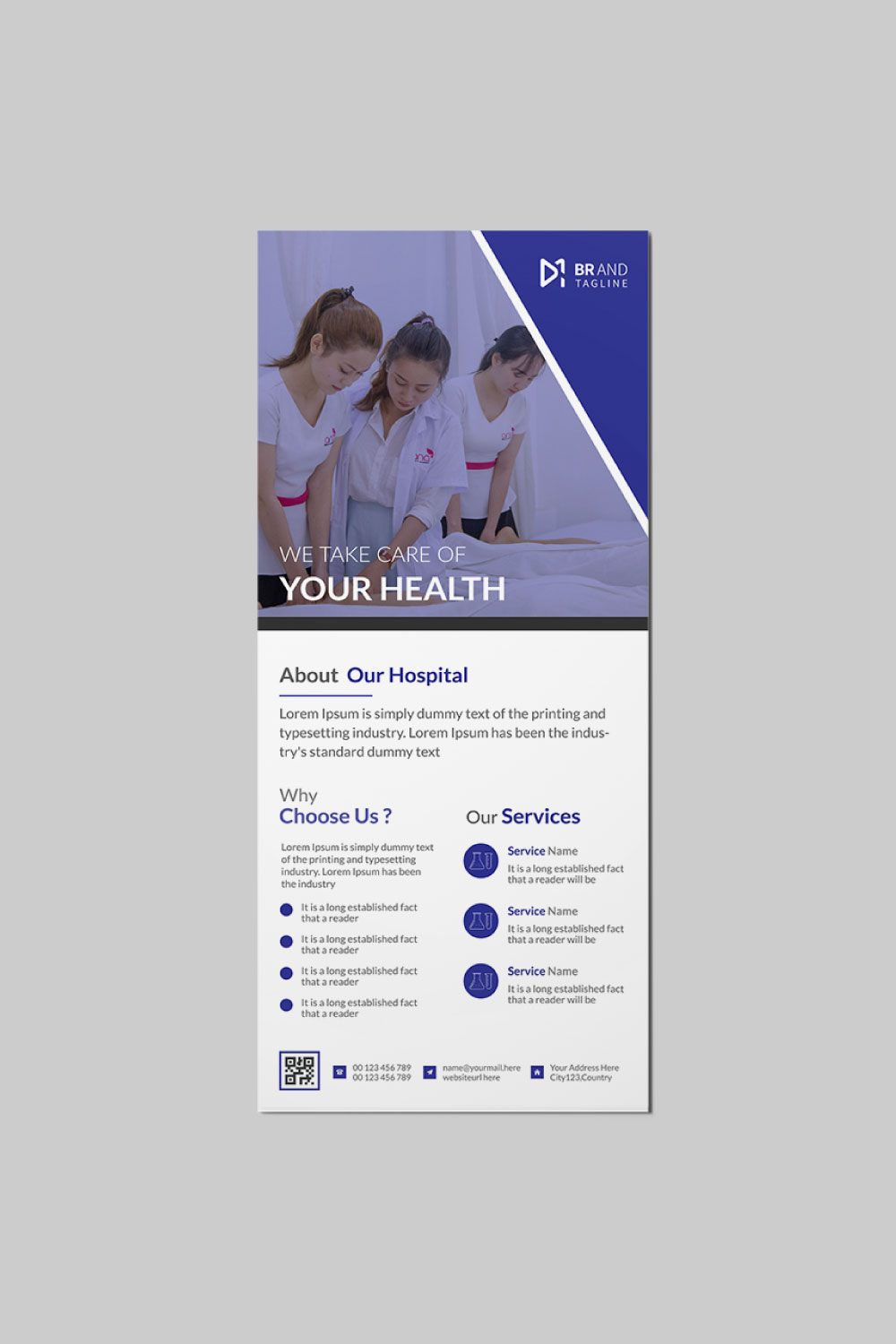 Medical care poster and flyer template design pinterest preview image.