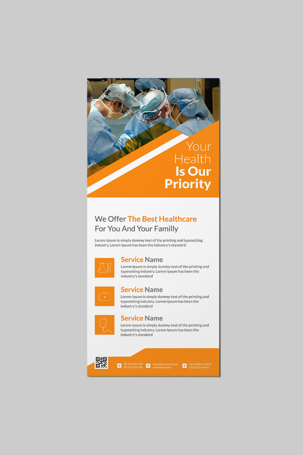 Medical modern business rack card or dl flyer design template pinterest preview image.