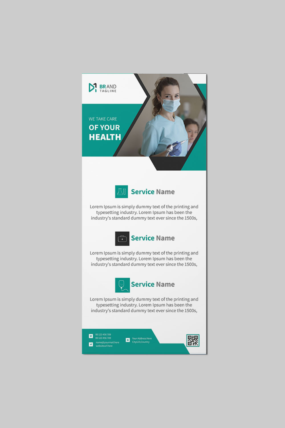 Medical rack card dl flyer design template pinterest preview image.