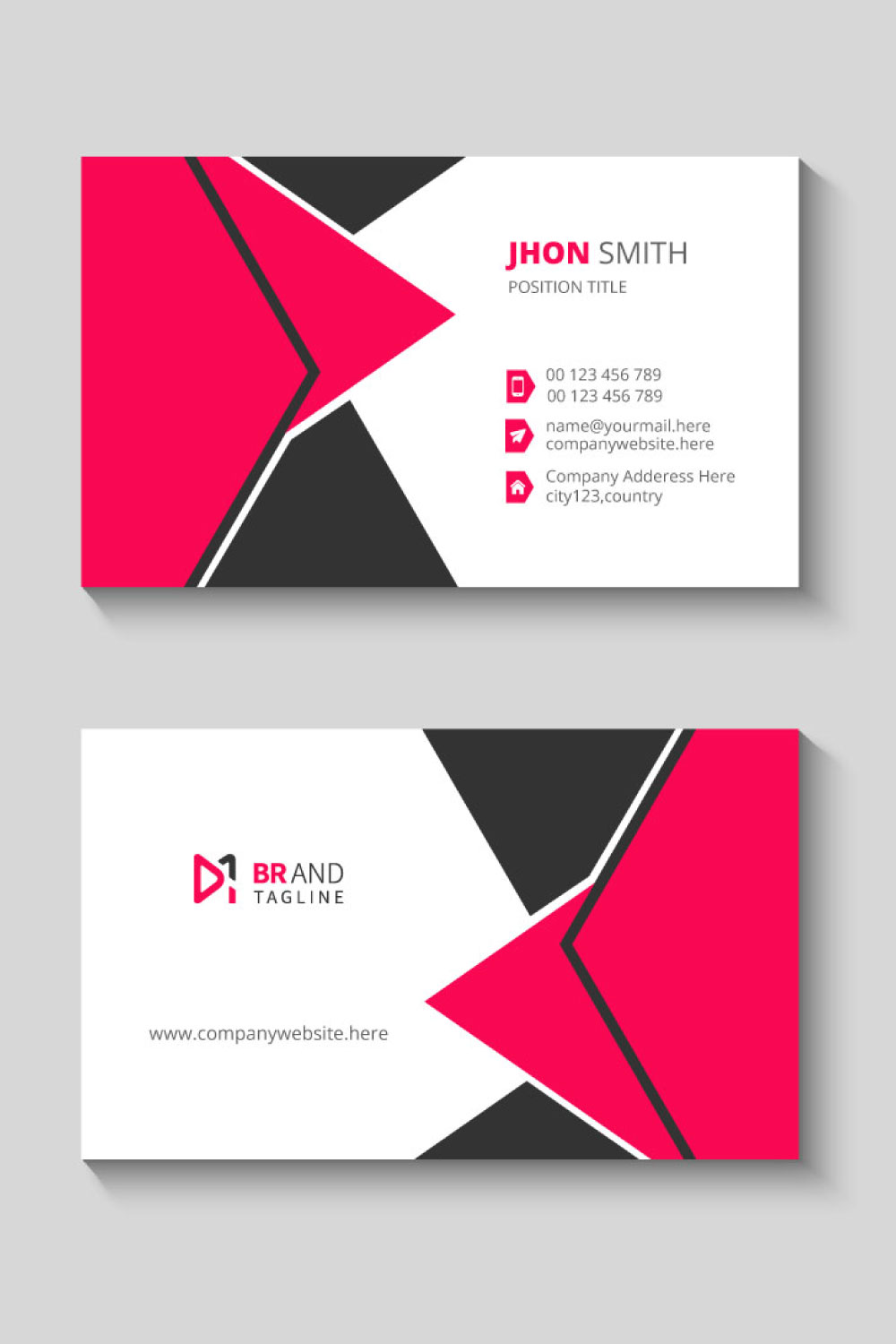 Professional and modern name card template pinterest preview image.