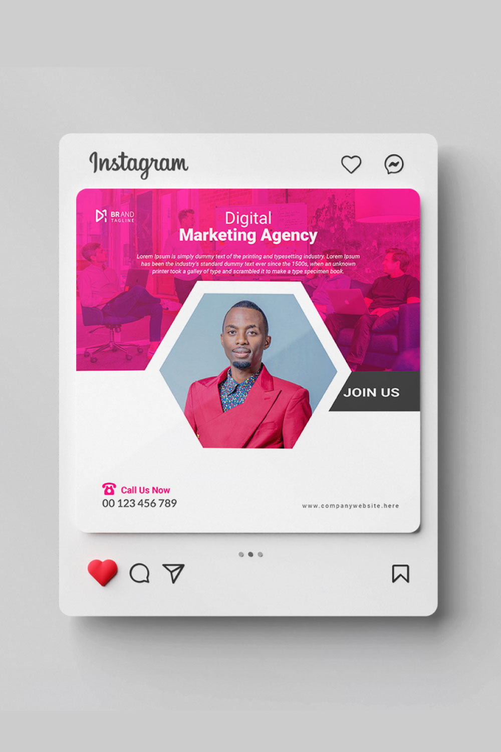 Digital marketing social media post template banner pinterest preview image.