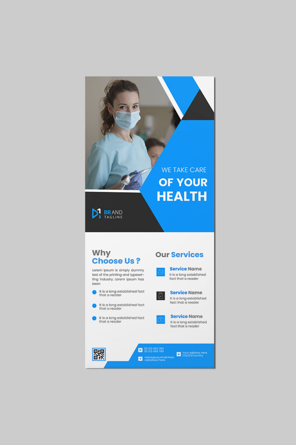 Medical healthcare rack card template pinterest preview image.