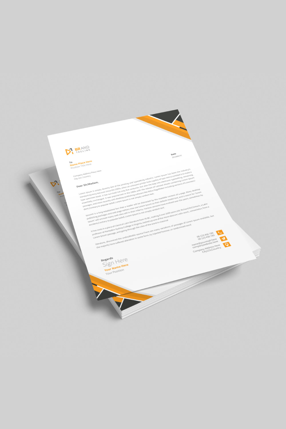 Corporate business letterhead design template pinterest preview image.