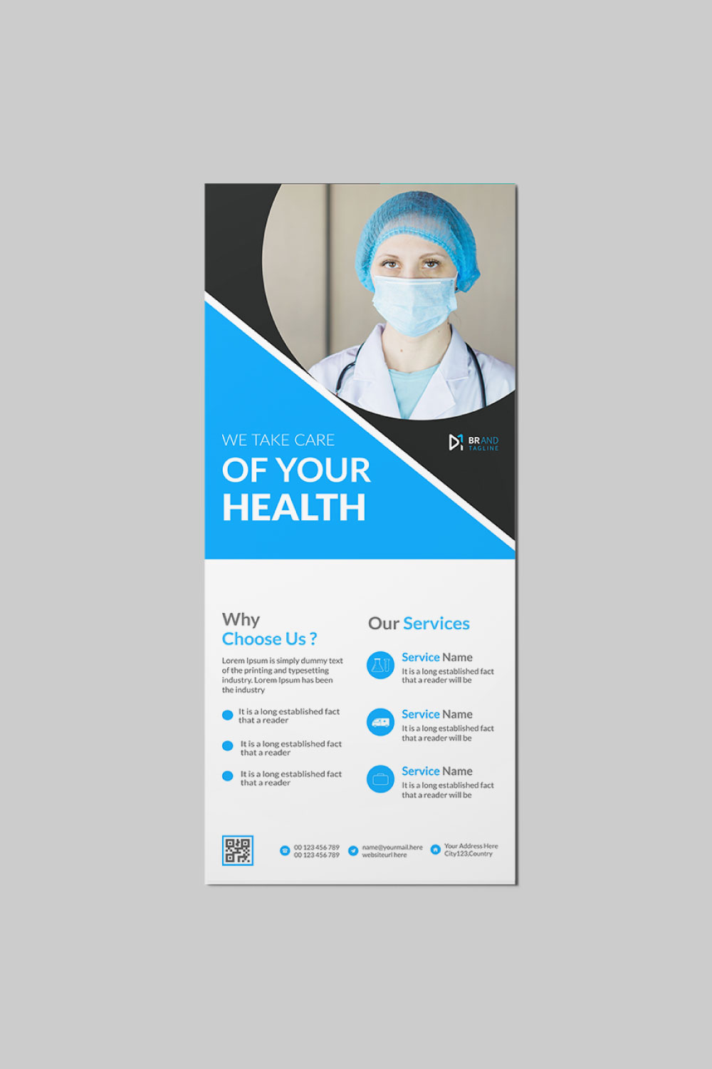 Medical modern business rack card or dl flyer design template pinterest preview image.