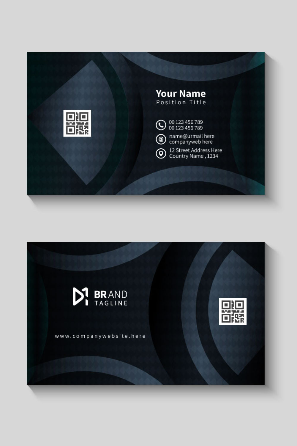 Abstract black business card design template pinterest preview image.