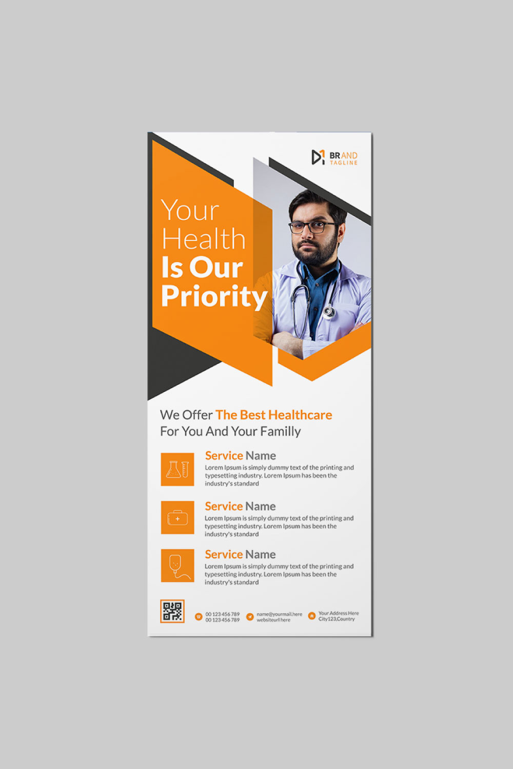 Medical rack card dl flyer design template pinterest preview image.