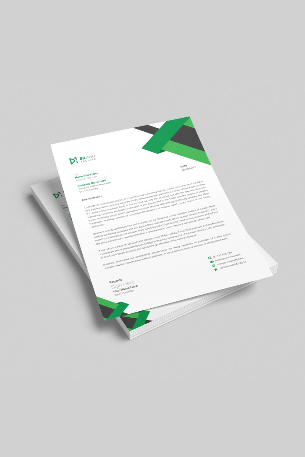 Modern business letterhead template design pinterest preview image.