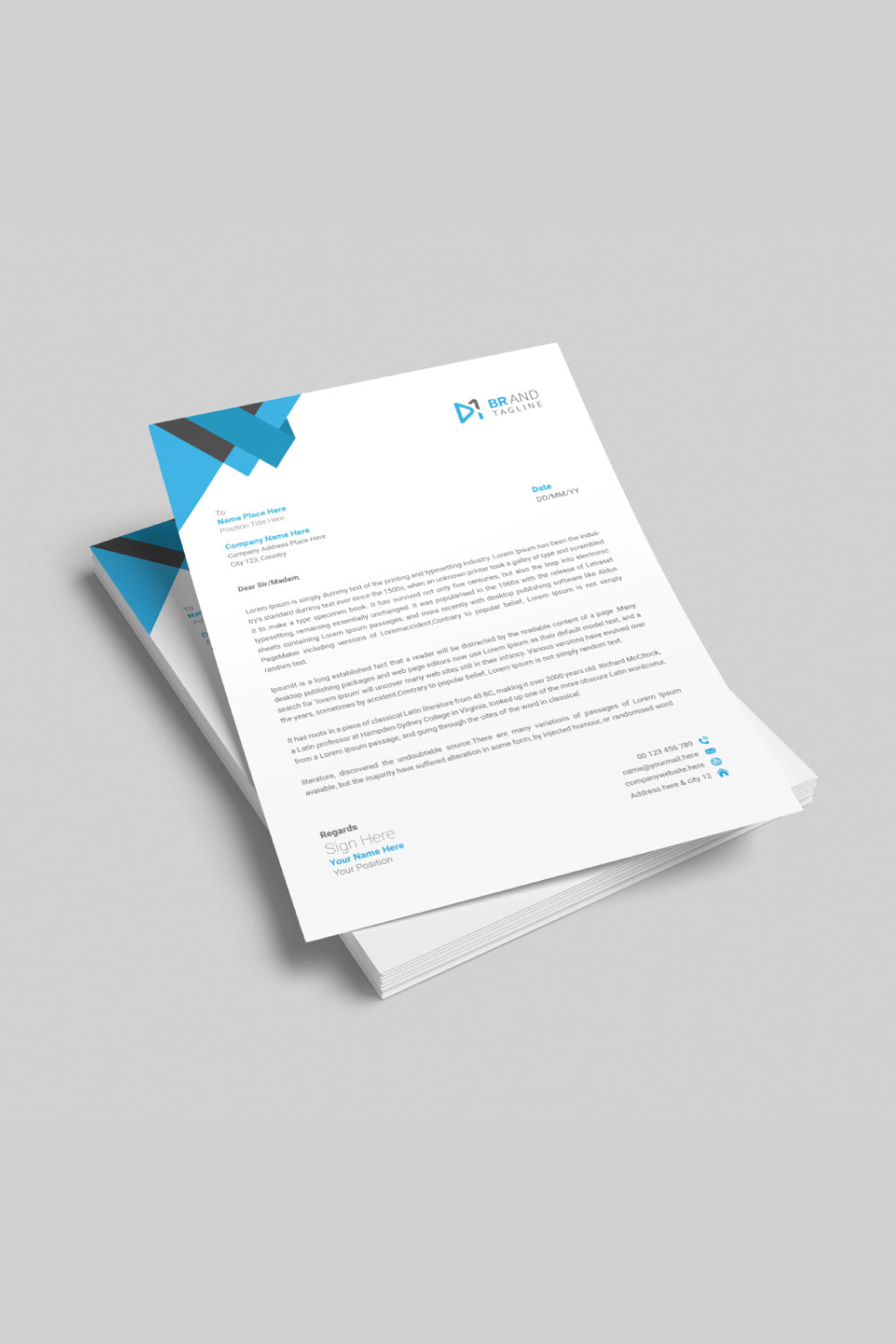 Professional creative letterhead template design for business pinterest preview image.