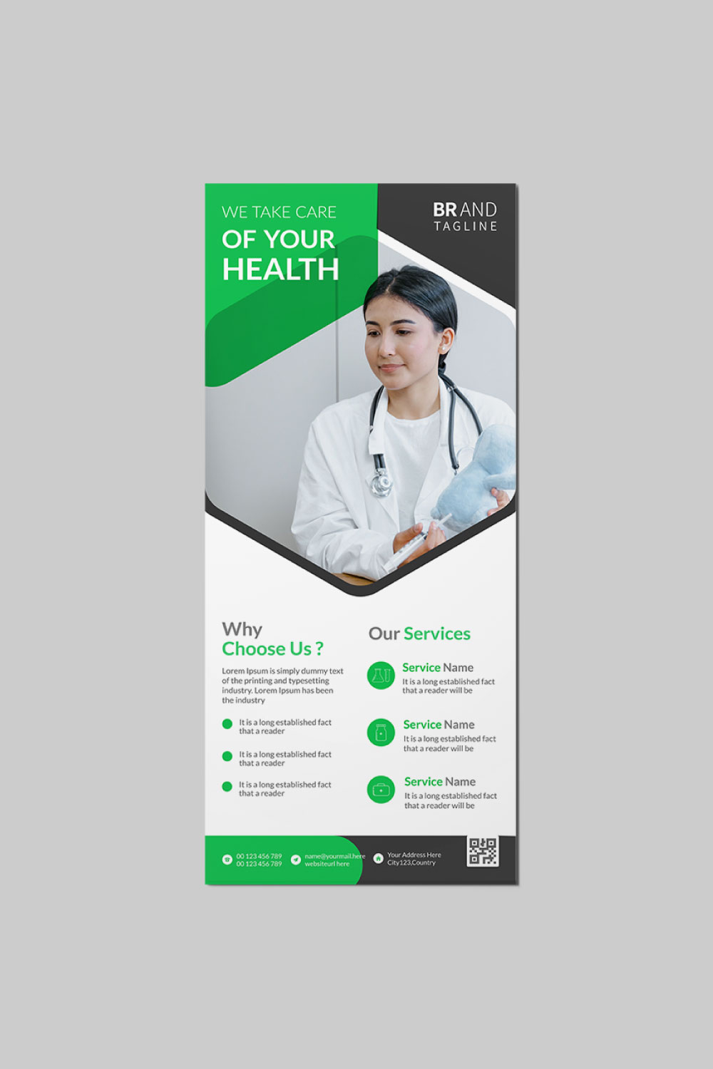 Medical rack card dl flyer design template pinterest preview image.