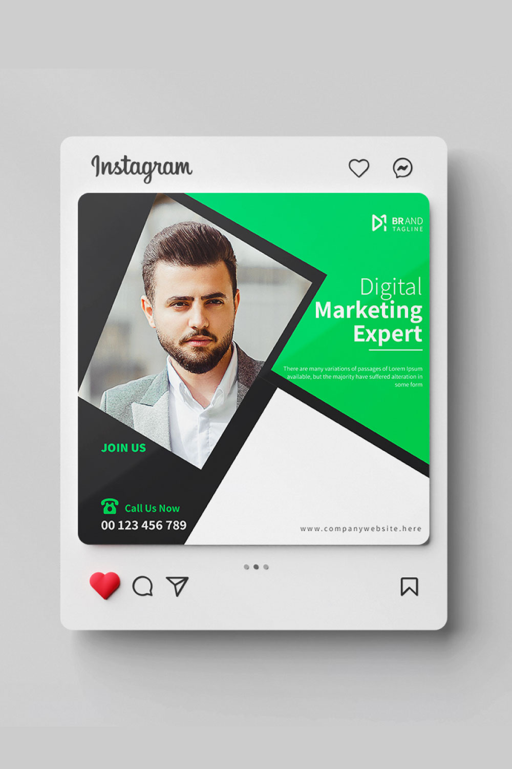 Digital marketing agency and corporate social media post design template pinterest preview image.