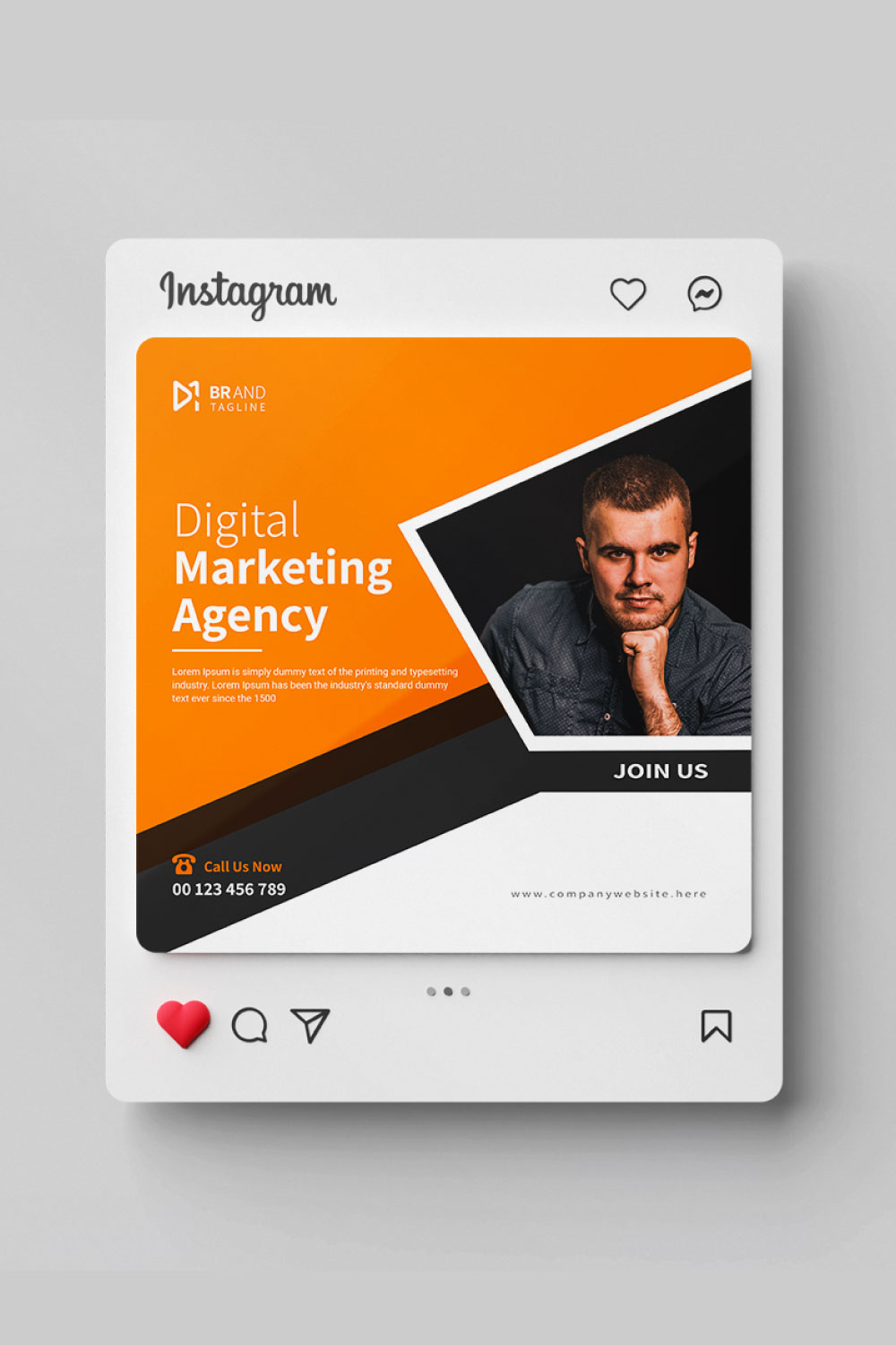 Digital marketing agency Instagram post and social media banner template design pinterest preview image.