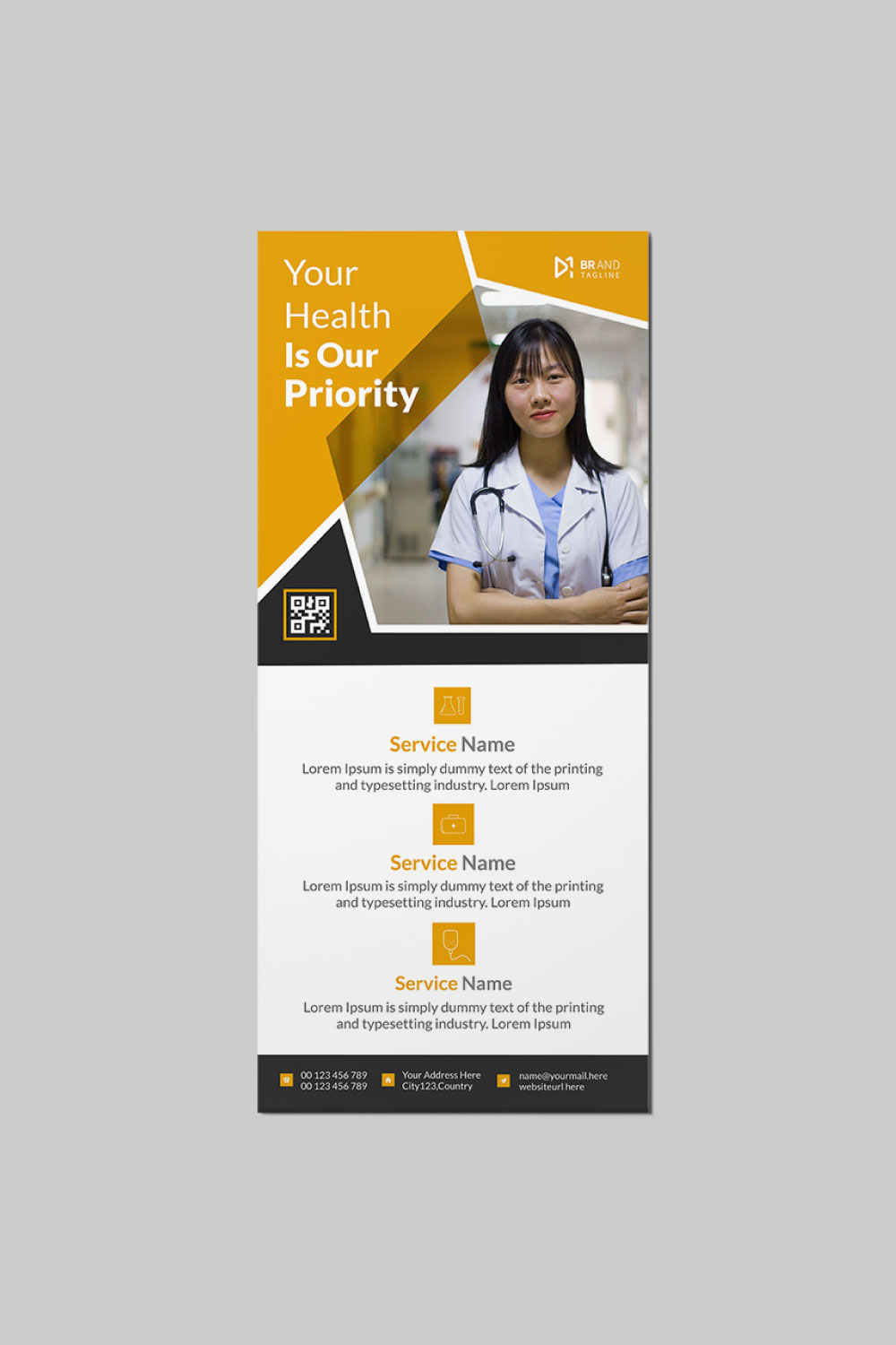 Medical rack card dl flyer design template pinterest preview image.